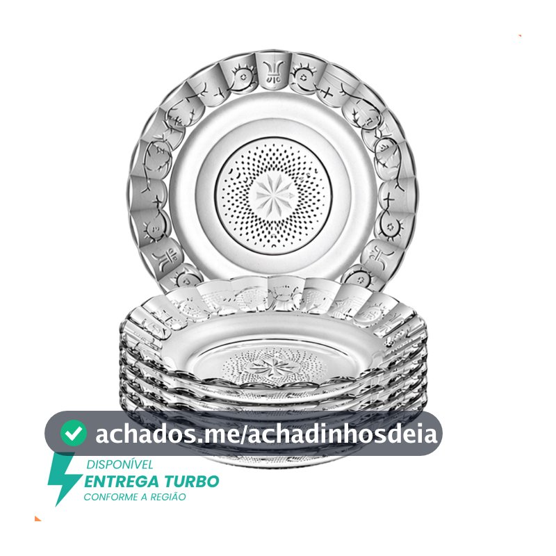 Conjunto com 12 Pratos Fundos Egípcios de Vidro 21,5cm – Design em Alto Relevo, Sofisticado