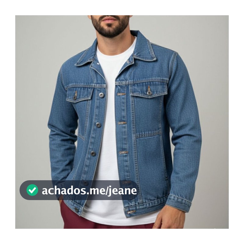 Jaqueta Jeans Masculina Manga Longa de Botões