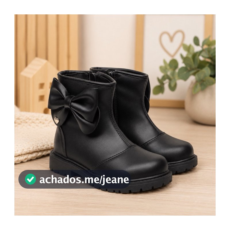 Bota Infantil Menina Laço Delicado Coração Confortável