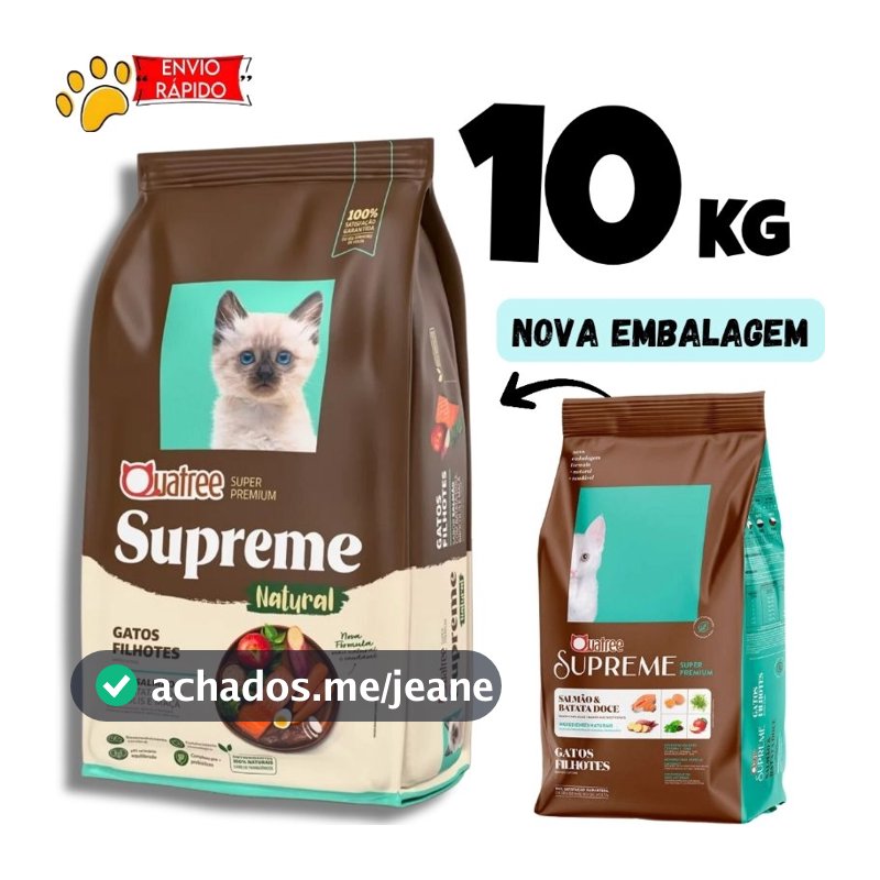 Ração para Gatos Filhotes 10,1kg Quatree Supreme Super Premium Salmão & Batata Doce