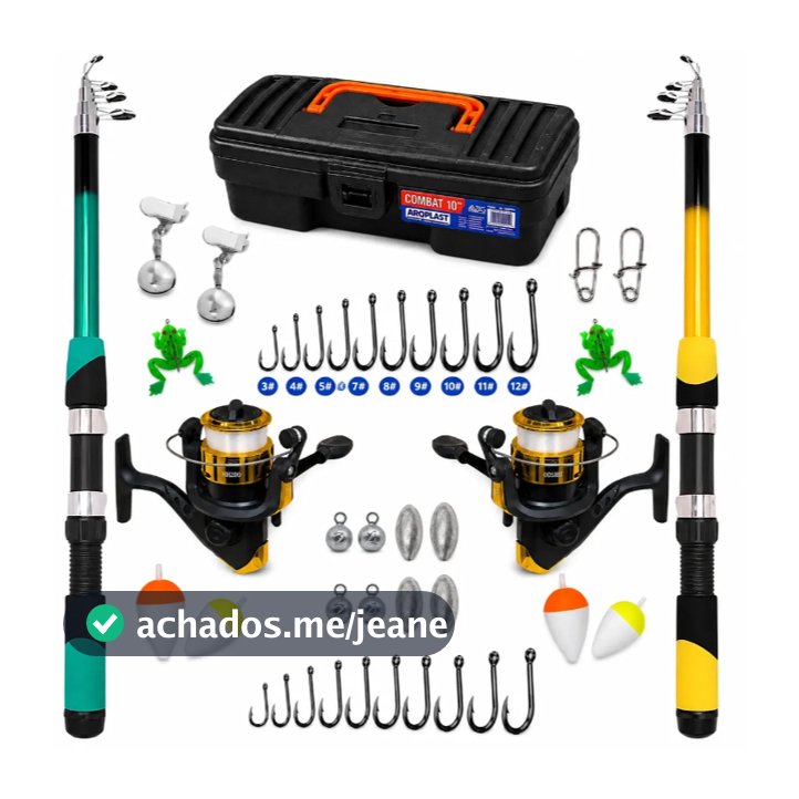 Kit Pesca Super Completo Premium 2 Varas, 2 Molinetes, Maleta, Anzóis, Iscas, Boias, Chumbadas e Giradores