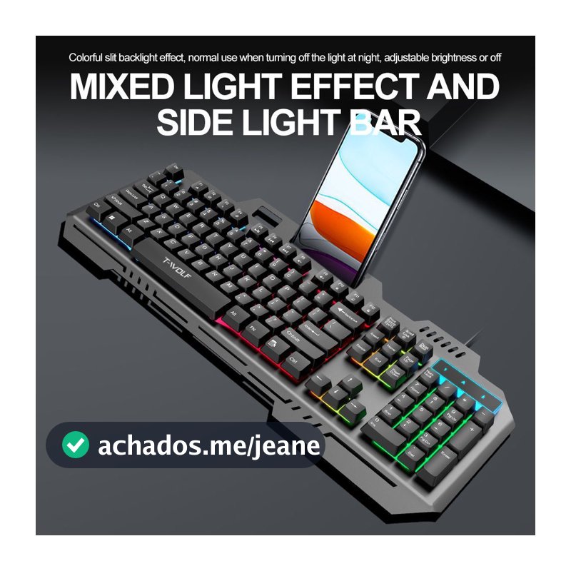 Teclado Gamer Com Fio Semi-mecânico RGB LED retroiluminado Computador Pc
