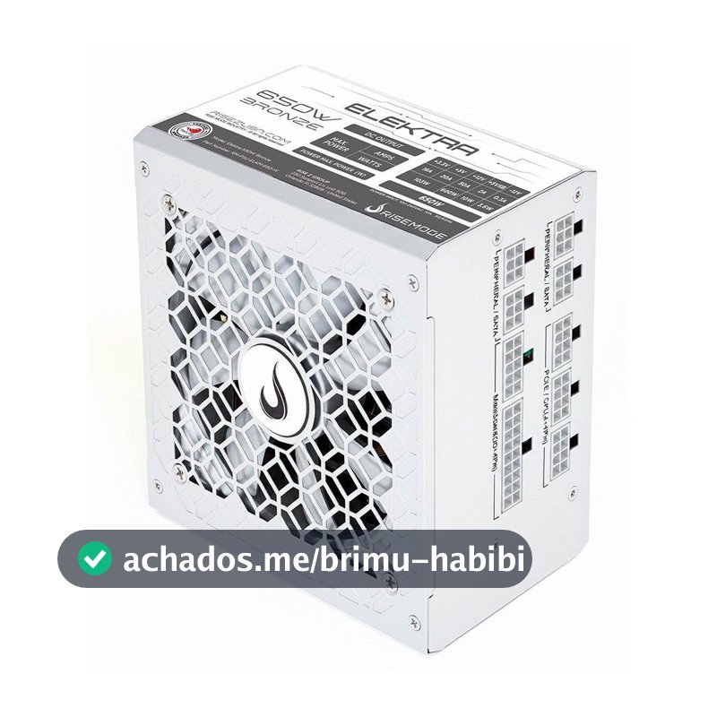 Fonte Gamer Rise Mode Elektra, 650W, Bronze, Full Modular, PFC Ativo, Branco - RM-PSU-ELKM-650-W