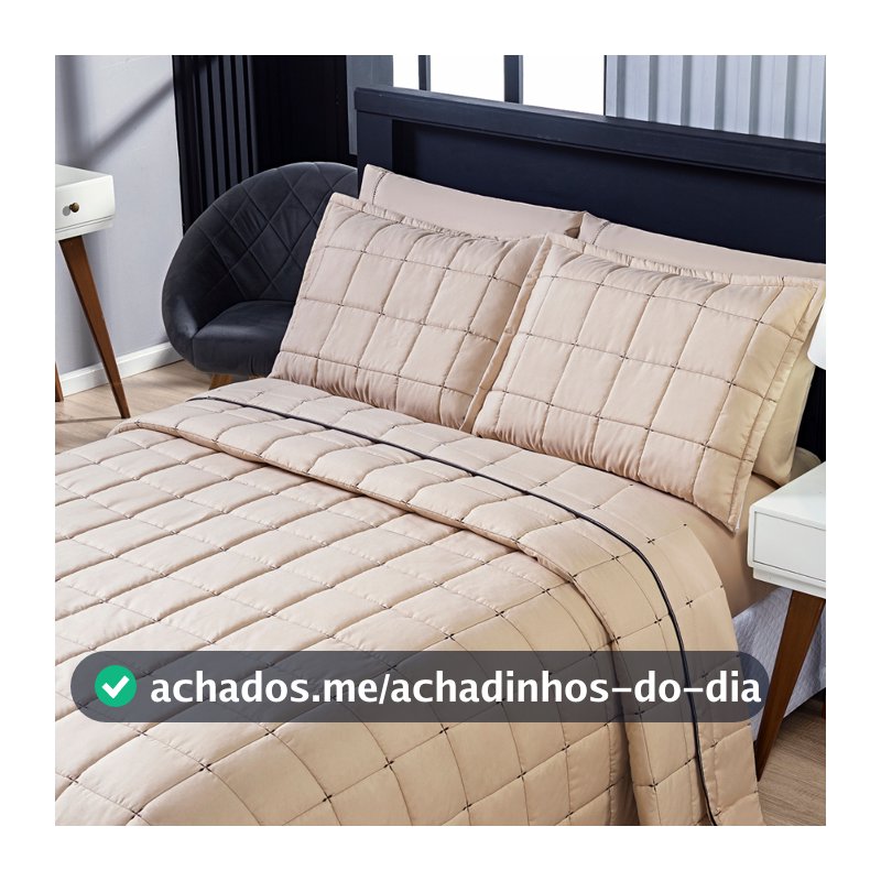 Cobre Leito Colcha Lisboa Bordado Dupla Face Queen 3 Peças
