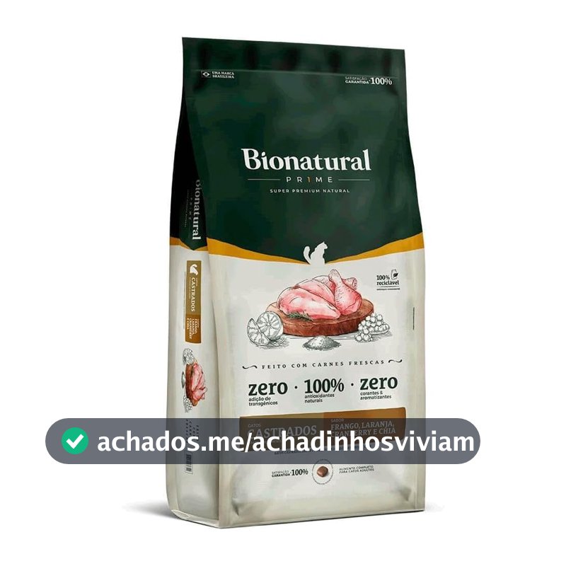 Ração SuperPremium Bionatural Prime Para Gatos Castrados Sabor Frango 7.5kg
