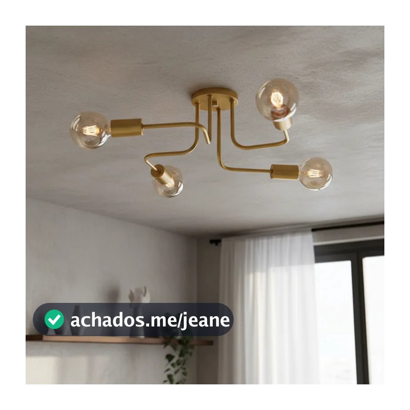 Luminária de Teto Sputnik 4 Braços Plafon em Aluminio Bivolt