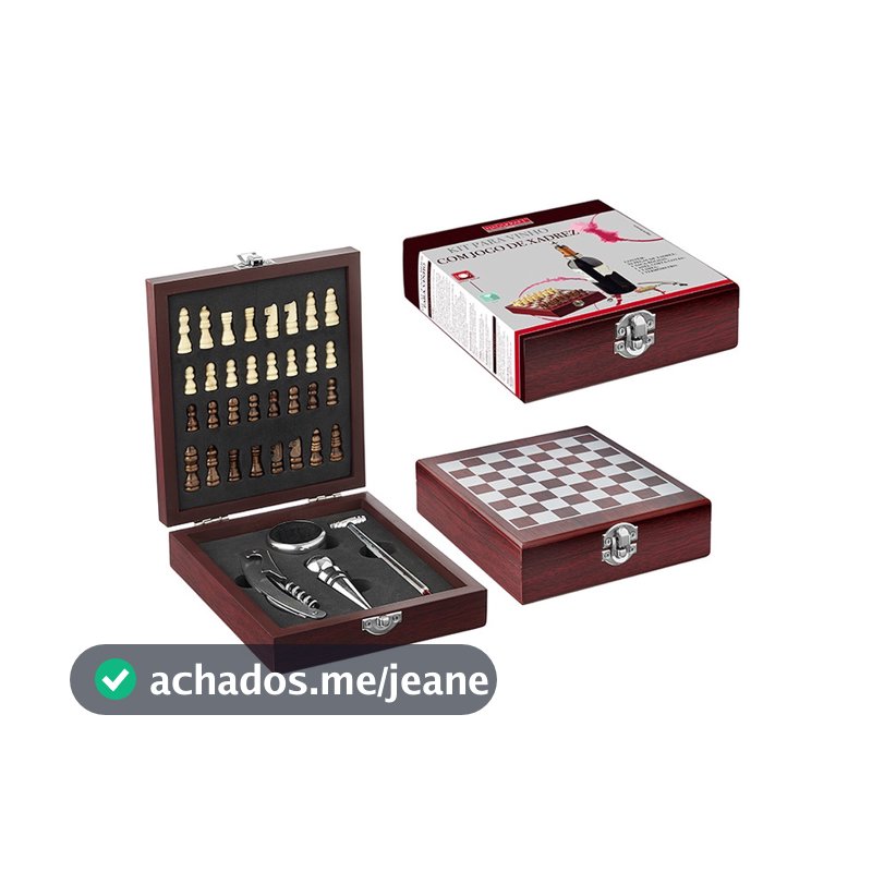 Kit para Vinho Xadrez 4 Peças