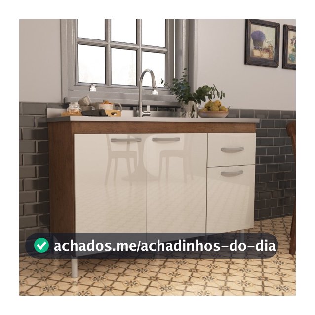 Balcão de Cozinha INDEKES Pia de 120cm Sem Tampo Suiça POP SHARK MOVEIS 3 Portas 1 Gaveta