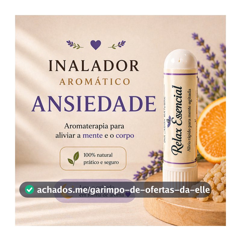 Inalador Nasal Calmante Natural | Aromaterapia Ansiedade l Relaxamento Equilíbrio Emocional | Lavanda, Mandarina Copaíba