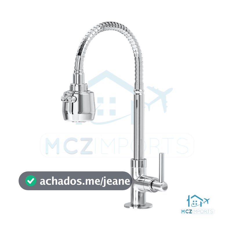 Torneira Gourmet Cozinha Mesa Bancada Pia Flexível Cromada Metal Abs Inox Cromada