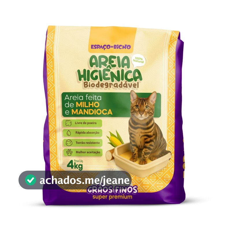 Areia Higiênica Biodegradável Espaço do Bicho Grãos Finos 4kg – Milho e Mandioca (100% Natural)