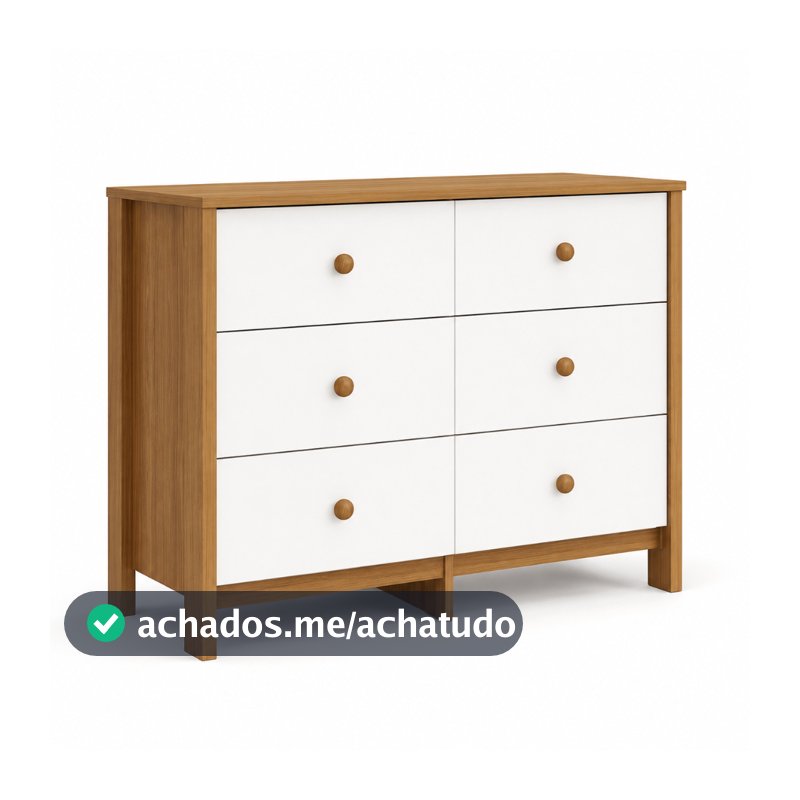 Cômoda 6 Gavetas para Quarto de Bebê Organizador de Roupas Fraldas Enxoval com Amplo Espaço Interno