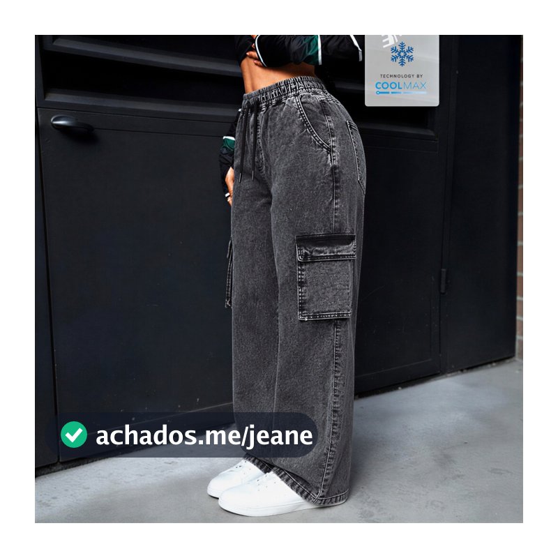 Calça Cargo Feminina Larga Wide Leg Casual Streetwear Cintura Alta Bolsos Cargo Cordão Ajustável Moda Feminina