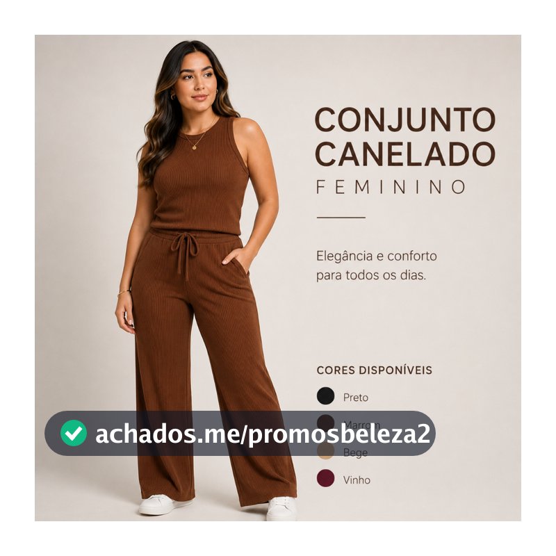 Kit Calça Wide Leg Pantalona Bolsos + Regata Plus Feminino