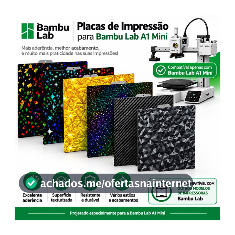 Placa de Impressão para Impressora 3D Bambu Lab A1 Mini 180x180mm - Vários Modelos