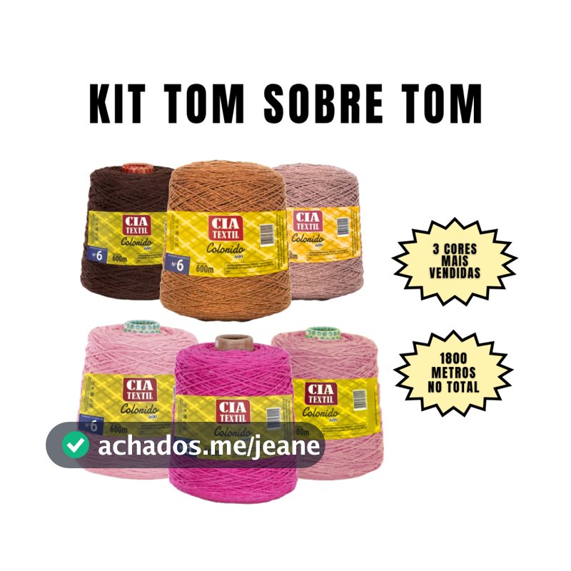 Kit Barbante Tom sobre Tom Croche Numero 6 Cia Textil