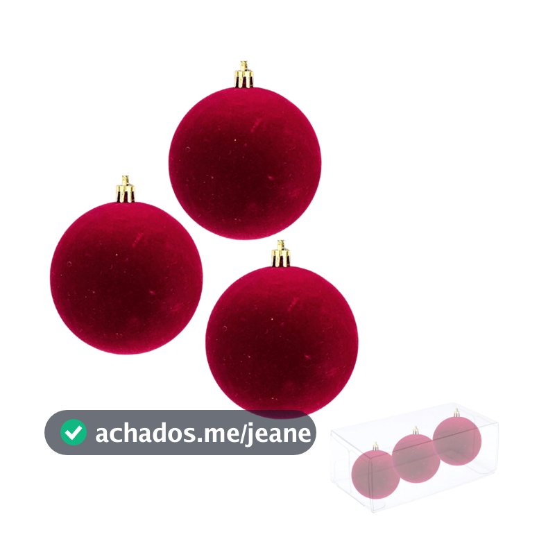 3uKit Bola de Natal Veludo tamanho 10cm Marsala