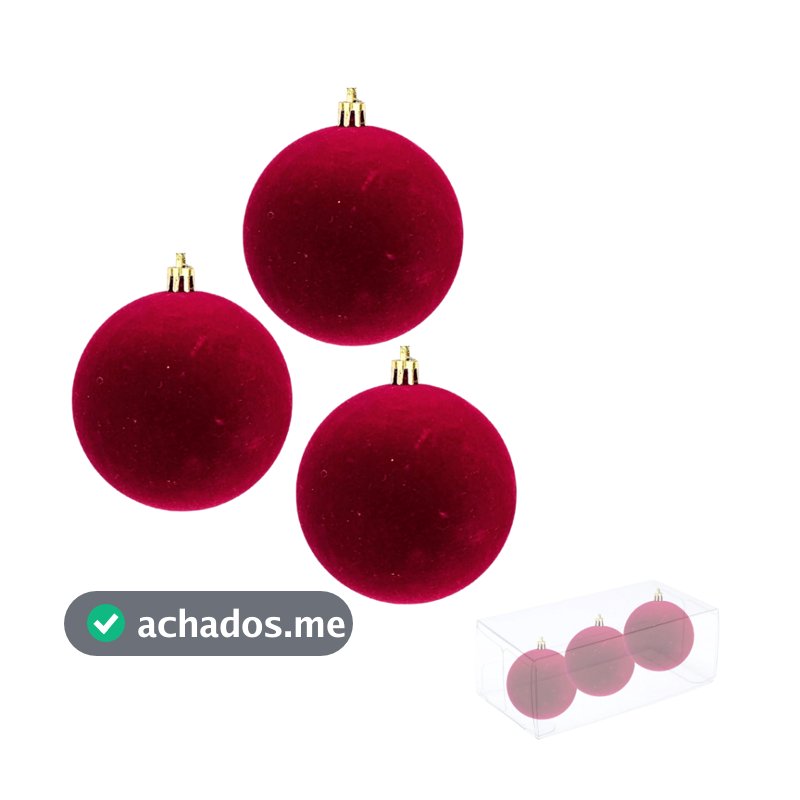 3uKit Bola de Natal Veludo tamanho 10cm Marsala