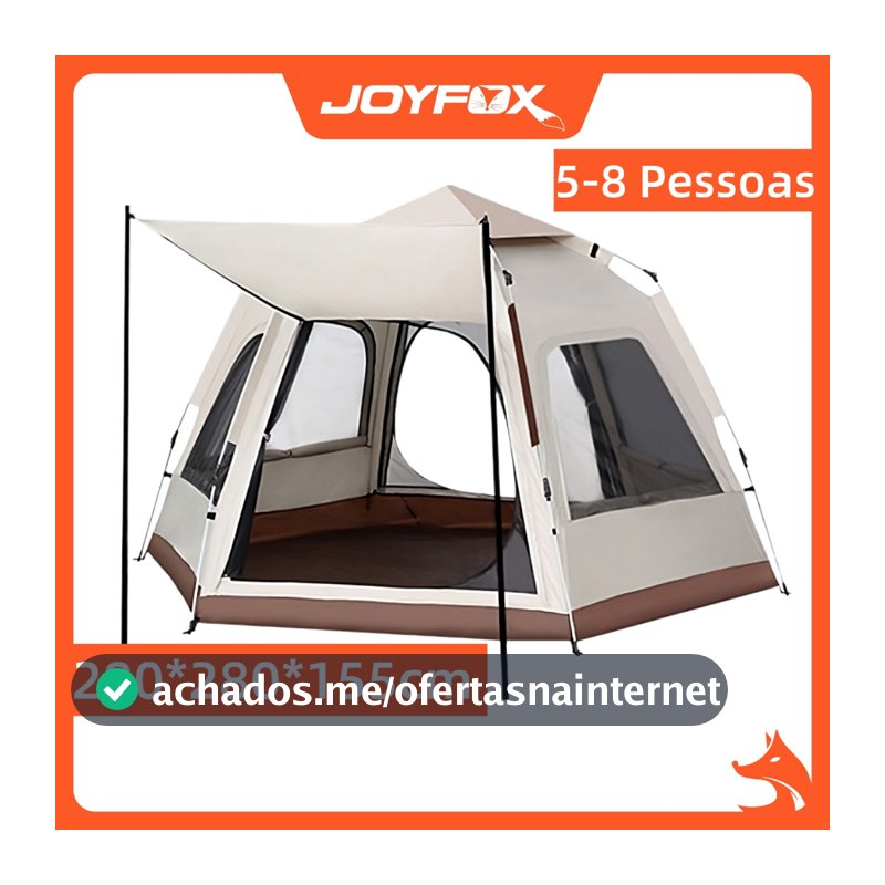 Barraca Camping Familiar  Automática 5-8 Pessoas Impermeável Grande Espaço Para Trilha Praia JOYFOX