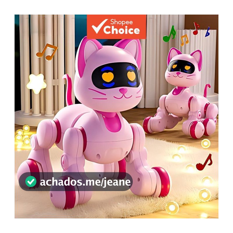 Gato Robô RC Rosa e Fofo com Luzes LED que Brilham, Pet Interativo com Sensores de Gestos, Presente STEM para Meninas de