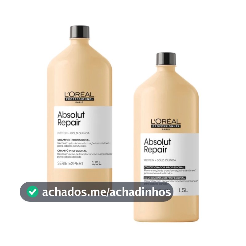 Shampoo e Condicionador Absolut Gold Quinoa L'oreal 1,5L Envio Imediato