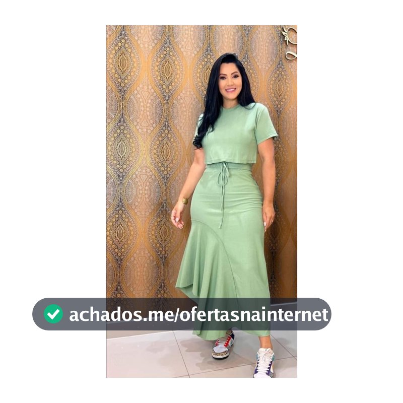 Conjunto Saia Diva mais blusinha modelo manga curta moda chique e elegante.