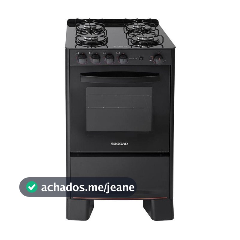Fogão 4 Bocas Suggar Cook Glass Mesa de Vidro Preto Bivolt - Fgvcg410pt