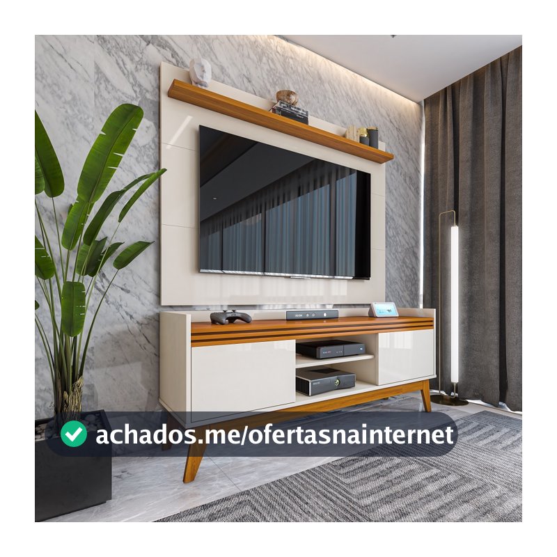 Rack Ripado 2 Portas com Painel para TV 50 Polegadas Astúrias 136cm