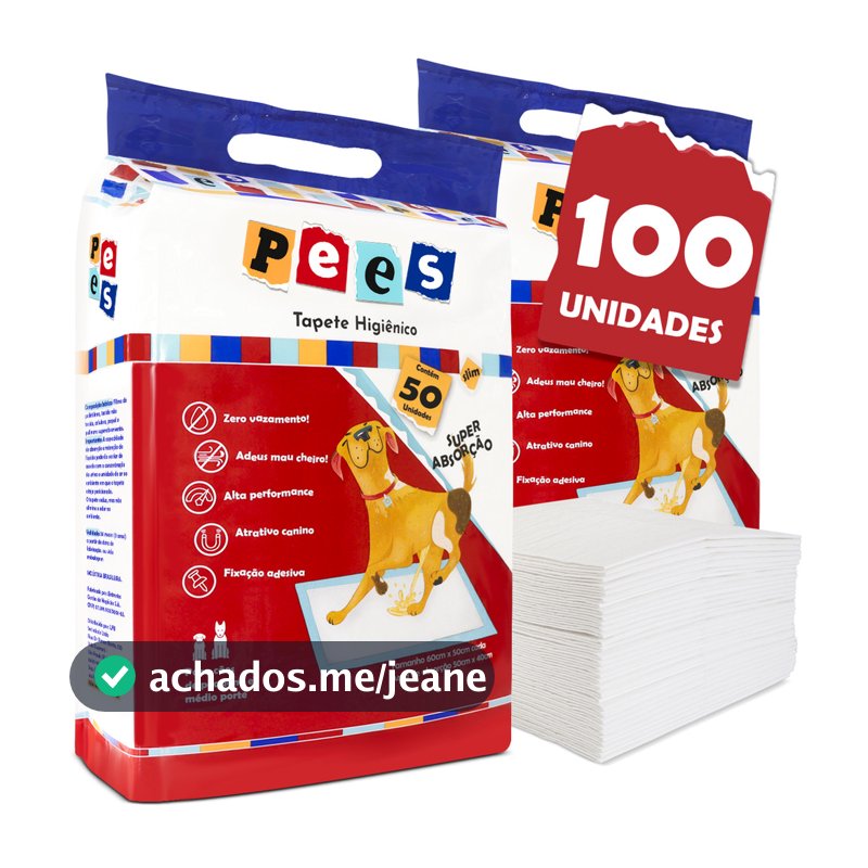 Tapete Higiênico Slim Pees Para Cães  100 Unidades  50x60cm