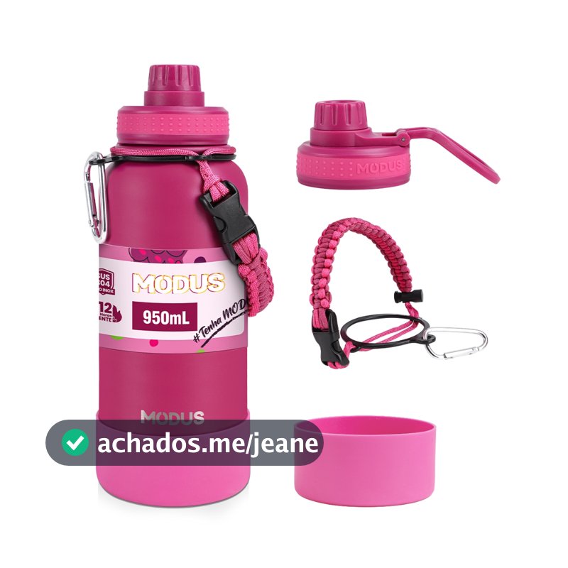 MODUS Garrafa Térmica 1 Litro Esportiva De Aço Inoxidável Com Isolamento A Vácuo com Base Emborrachada