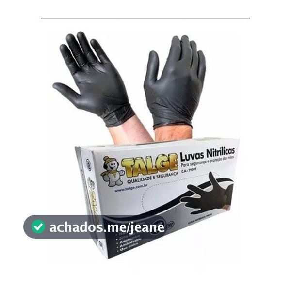 1 Cx De Luva Nitrilica Preta/black Talge  Tatuador Tamanho P
