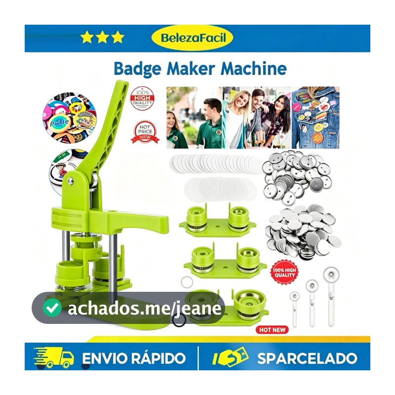 3 Kit Completo Máquina de Bottons 25/32/58mm com 100 Peças Cada – DIY Fácil e Divertido!