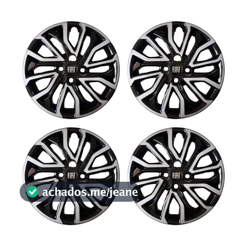 Jogo 4 Calota Aro 14 Preto e Prata Argo Mobi Palio P