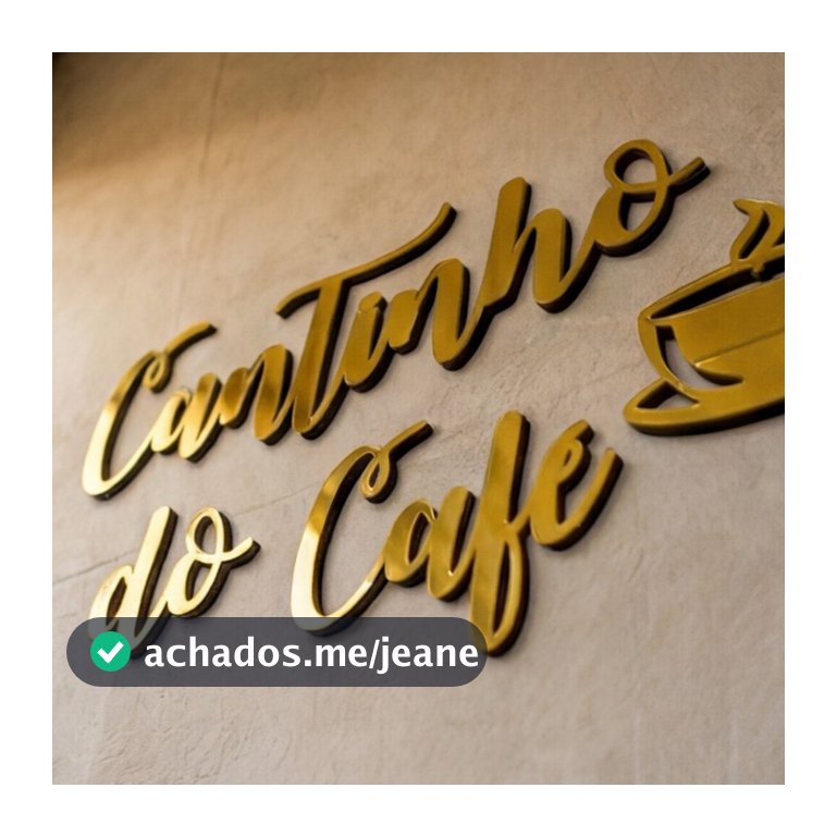 Letreiro Cantinho do Café Acrílico Espelhado Parede Cozinha 41cm Dourado Prata Rose Gold Decoração