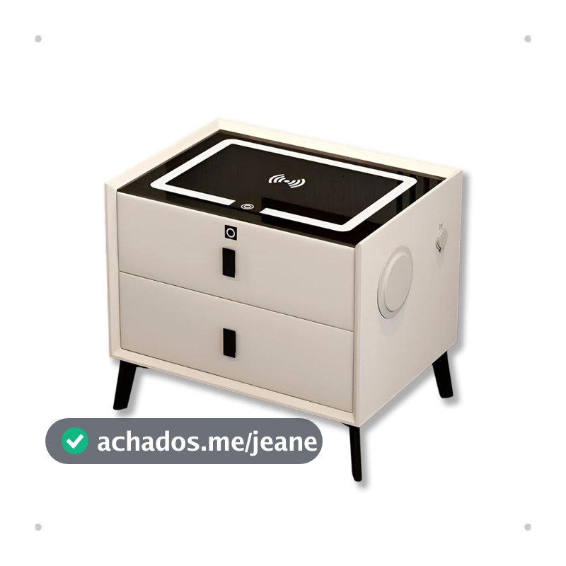 Mesa de Cabeceira Inteligente 2 Gavetas Branca ou Cinza com Digital LED e Conexão sem fio