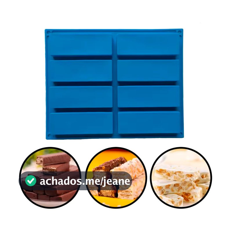 Forma Molde De Silicone Retangular Para Bolo Biscoito Barra Chocolate Doce Sabonete Gelo 8 Cavidades