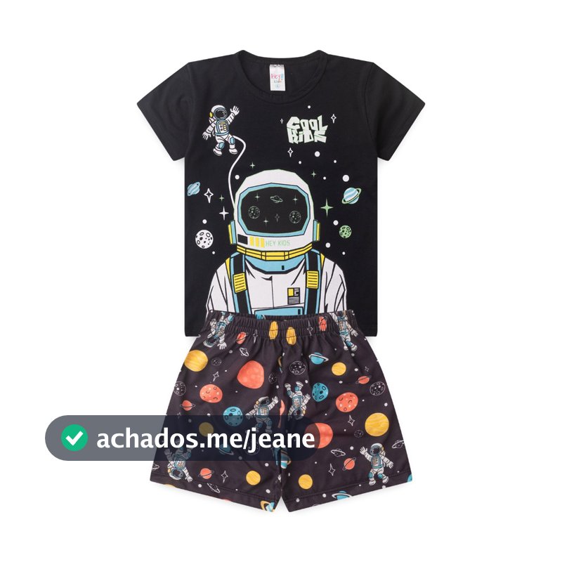 Pijama Infantil Masculino Menino Brilha No Escuro Verão Estampado Divertido Curto Tam 1 ao 14