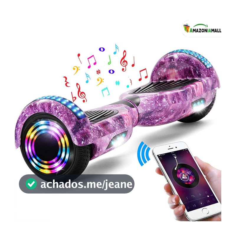 Hoverboard Infantil 6.5" - Skate Elétrico com LED Inteligente Bluetooth e Bateria Forte