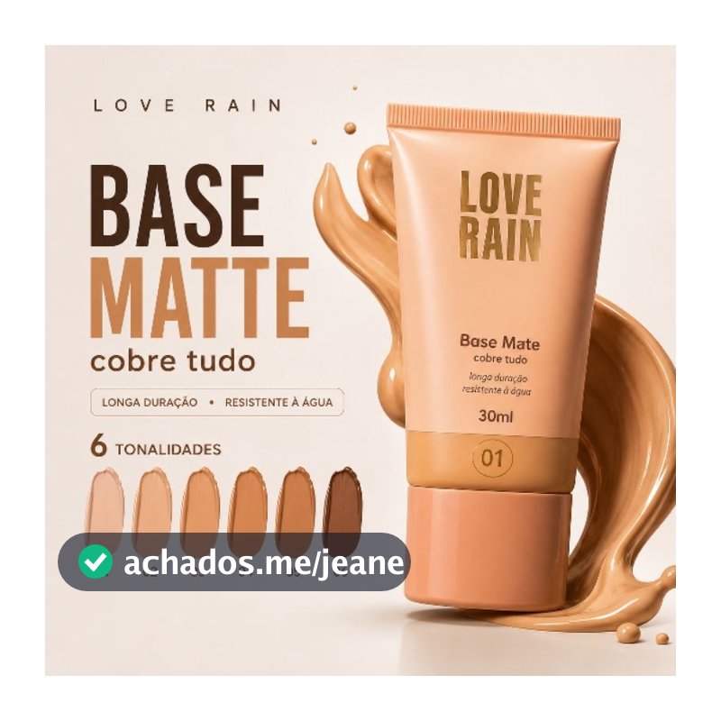 Base líquida Matte Alta Cobertura a Prova D’água Maquiagem Love Rain