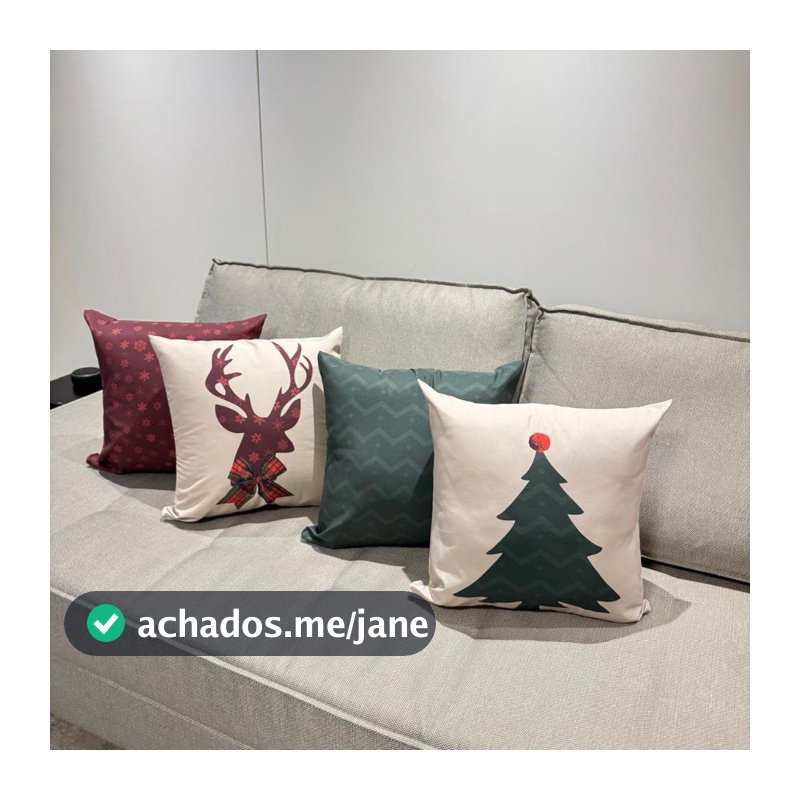 Kit 4 Capas de Almofada Natal 45x45 Decoração Natalilna Sala e Sofá - Papai Noel