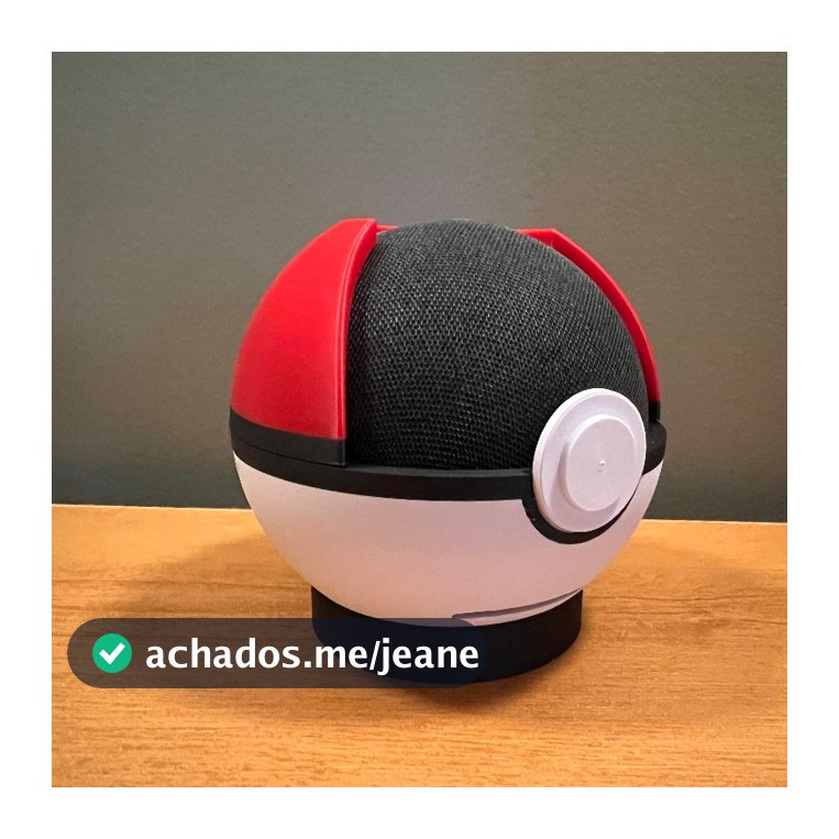 Suporte Alexa Echo Dot 4 ou 5 Pokemon - Pokebola Presente, Decoração, Decoração Geek