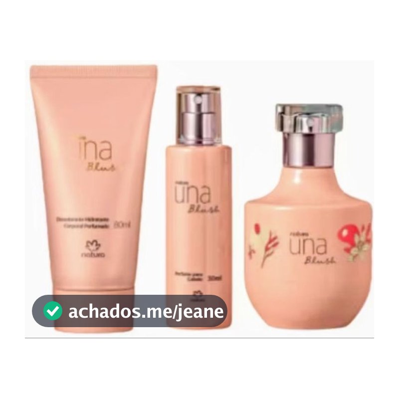 kit una blush natura: deo parfum 75ml +perf de cabelo + hidratante