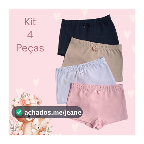 4 Calcinha Shorts Segurança Box Boxer Menina Bebe Tapa Fralda Malha Cottom Premium Desfralde Neutras