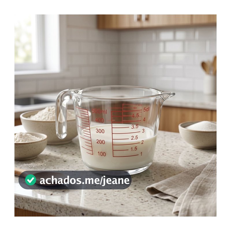 Jarra Medidora 500ml Vidro Resistente com Alça Bico Dosador Escala Utensílios Cozinha ENVIO IMEDIATO