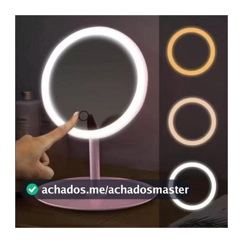 Espelho com Luz LED para Maquiagem – Mesa Ajustável, Compacto e Econômico