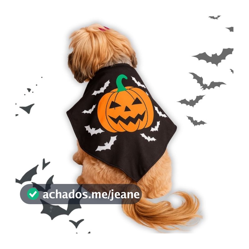Capinha Fantasia Cães e Gatos Halloween Abóbora – Roupa Temática para Pets