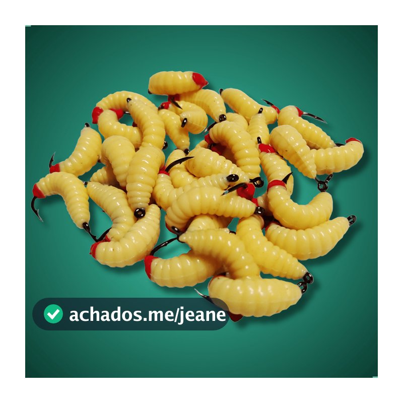 Kit Isca Artificial Larva Bicho Da Laranja Aromatizado com Anzol Chinu n°4 Tilápia Pacu Piau Curimba