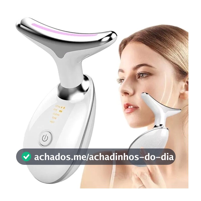 Massageador De Pescoço e Rosto LED Vibração Fototerapia Para Rejuvenescer Firmeza Anti-Rugas
