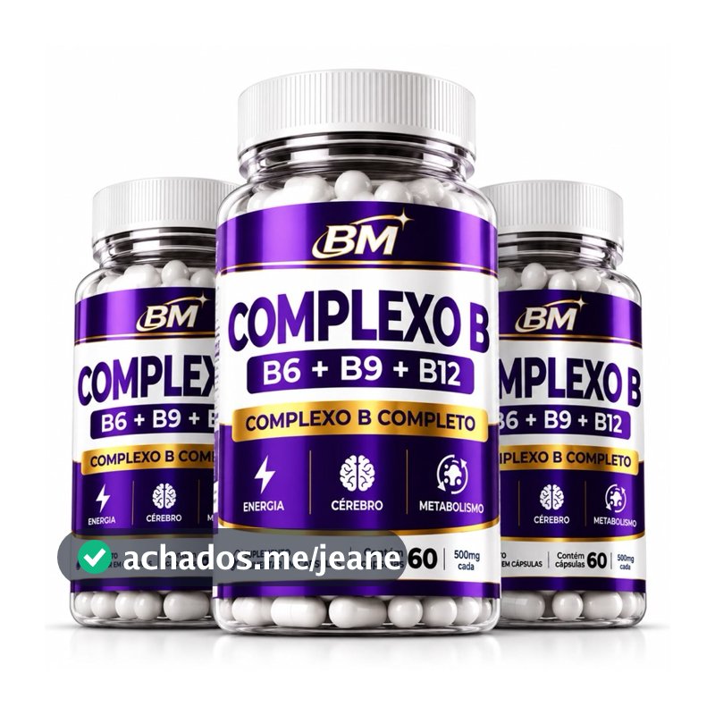 Kit 3 Complexo B 60 Cápsulas B1 B2 B3 B5 B6 B7 B9 B12 Energia Vitaminas