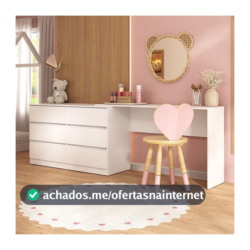 Penteadeira Infantil 231,5cm com 6 Gavetas Flex Multimóveis MP4403